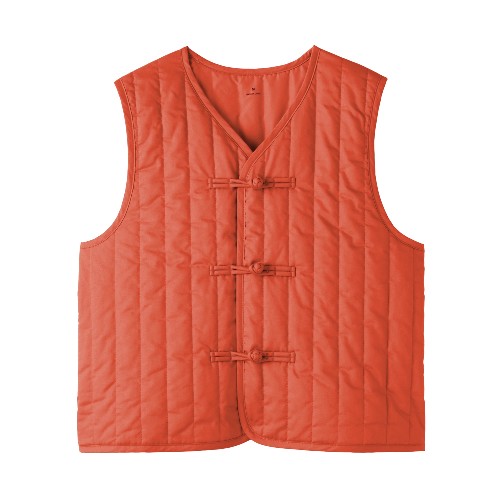 婦人　木の実から作ったカポック混　結び釦　中わたベスト