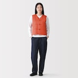 婦人　木の実から作ったカポック混　結び釦　中わたベスト