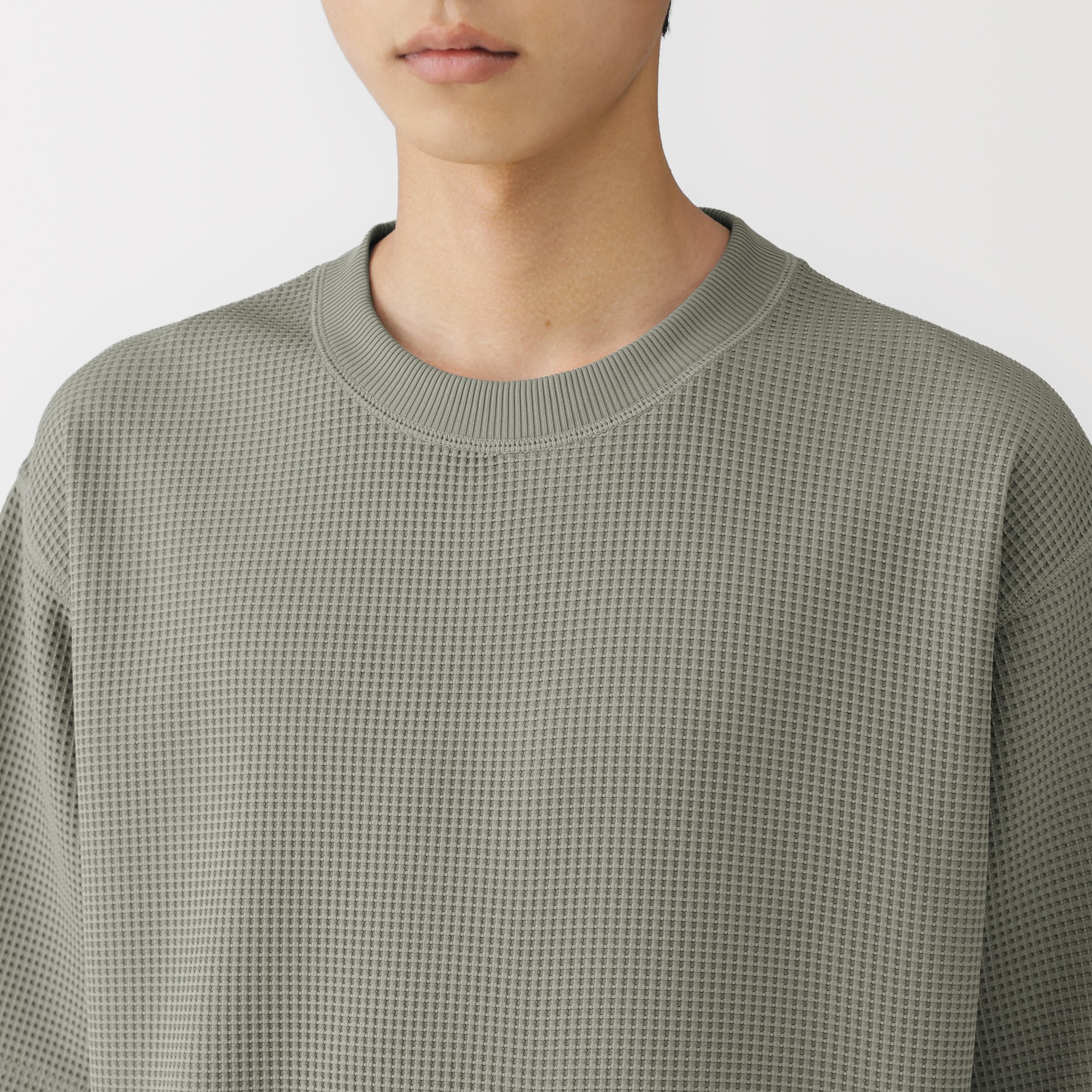 紳士 UVカット乾きやすいワッフルクルーネック半袖Tシャツ | 無印良品