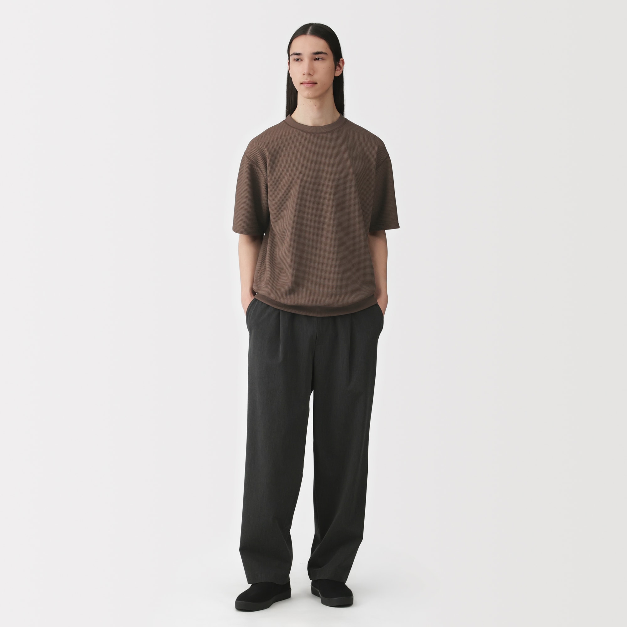 紳士　ＵＶカット乾きやすいワッフルクルーネック半袖Ｔシャツ