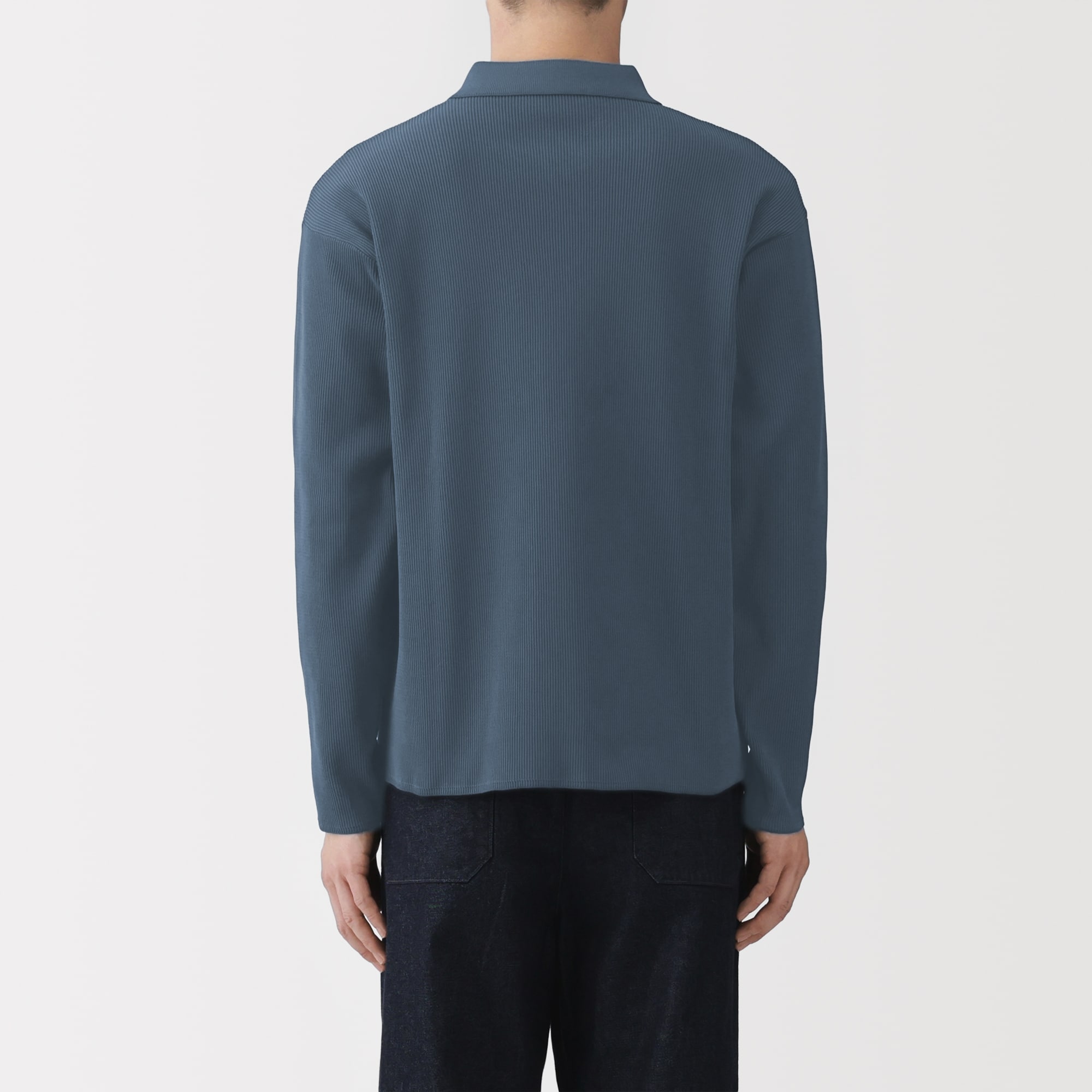 紳士　乾きやすい洗えるリブ編みニットブルゾン