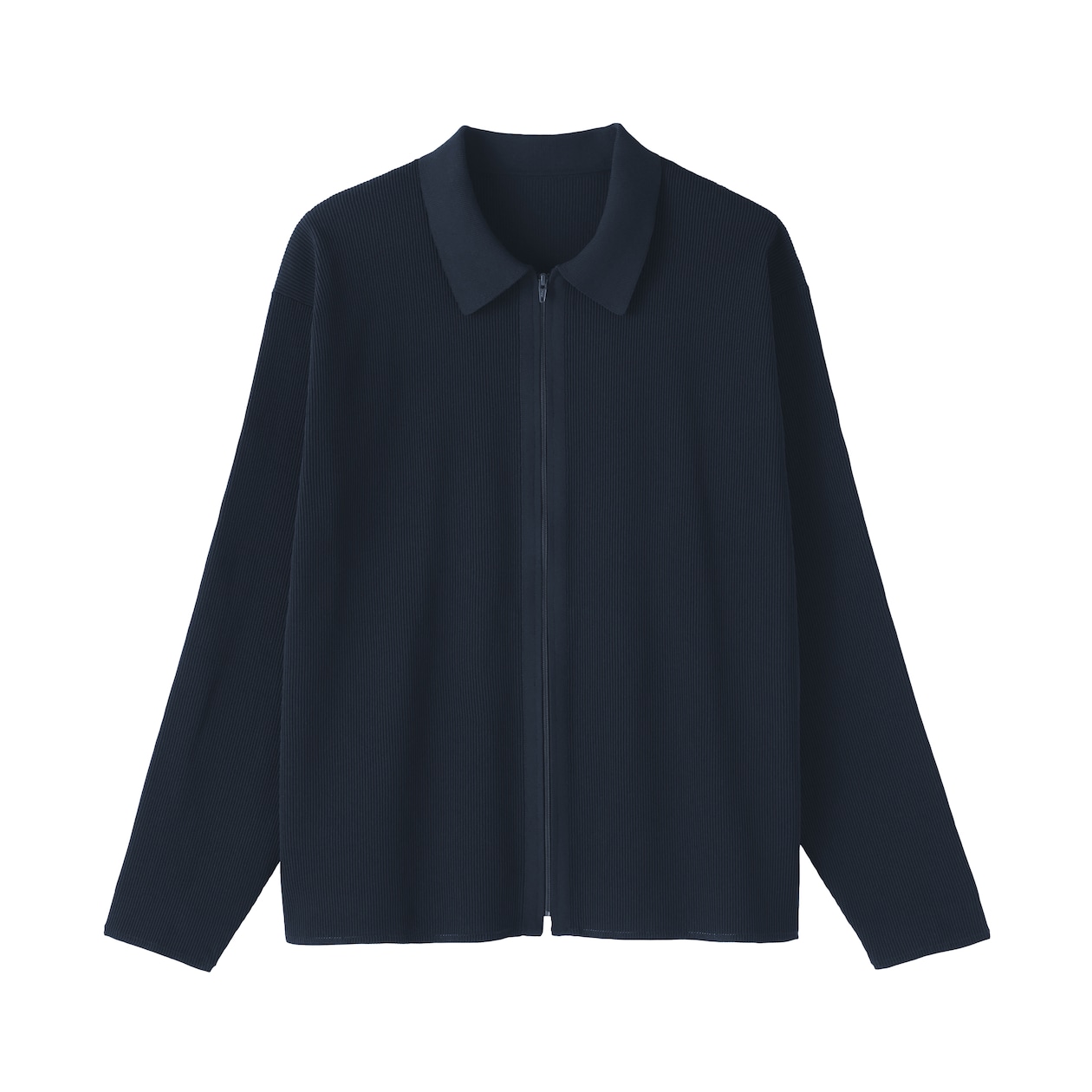 紳士　乾きやすい洗えるリブ編みニットブルゾン