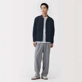 紳士　乾きやすい洗えるリブ編みニットブルゾン