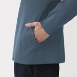 紳士　乾きやすい洗えるリブ編みニットブルゾン