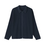 紳士　乾きやすい洗えるリブ編みニットブルゾン