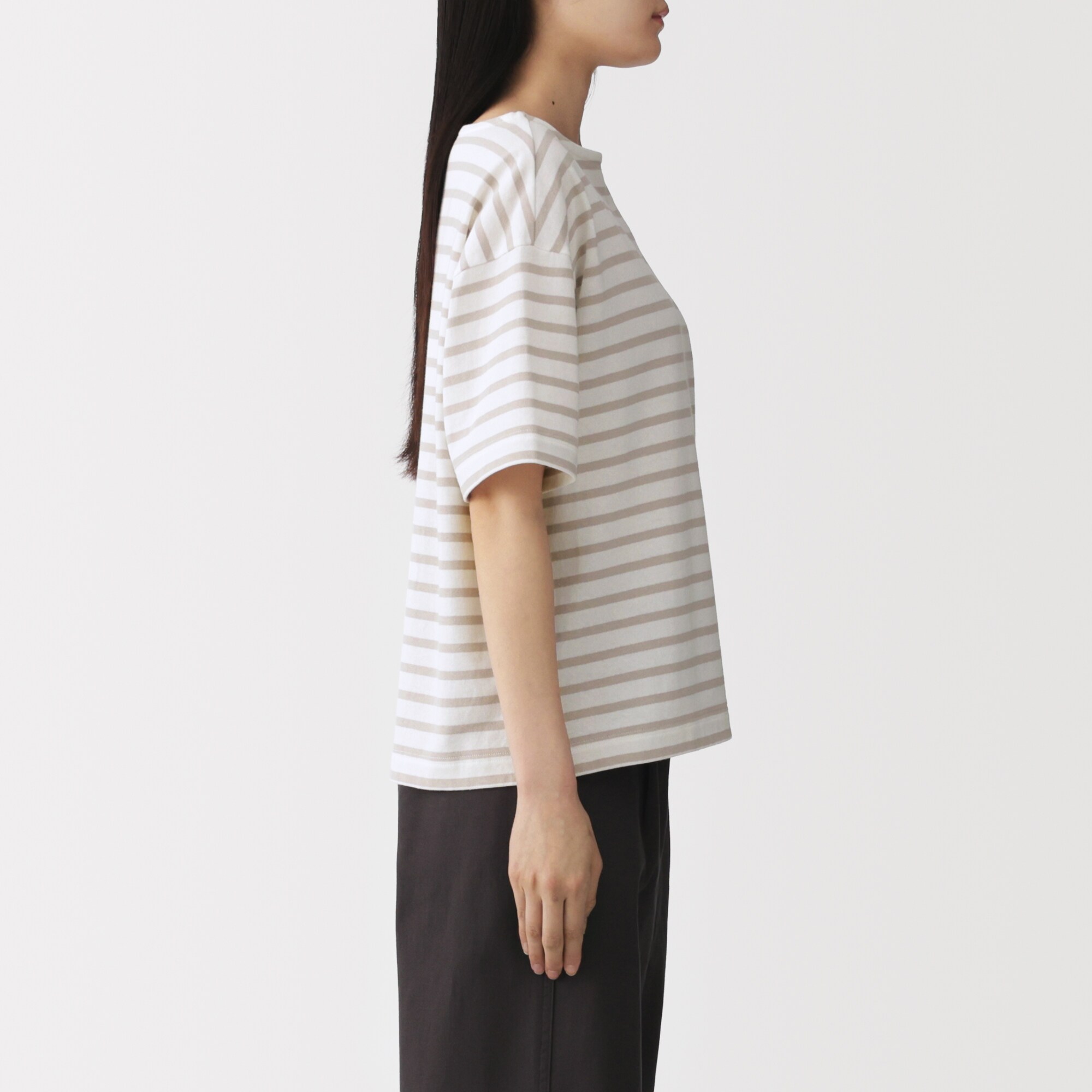 婦人　引き揃え天竺編みボートネック半袖Ｔシャツ