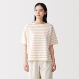 婦人　引き揃え天竺編みボートネック半袖Ｔシャツ