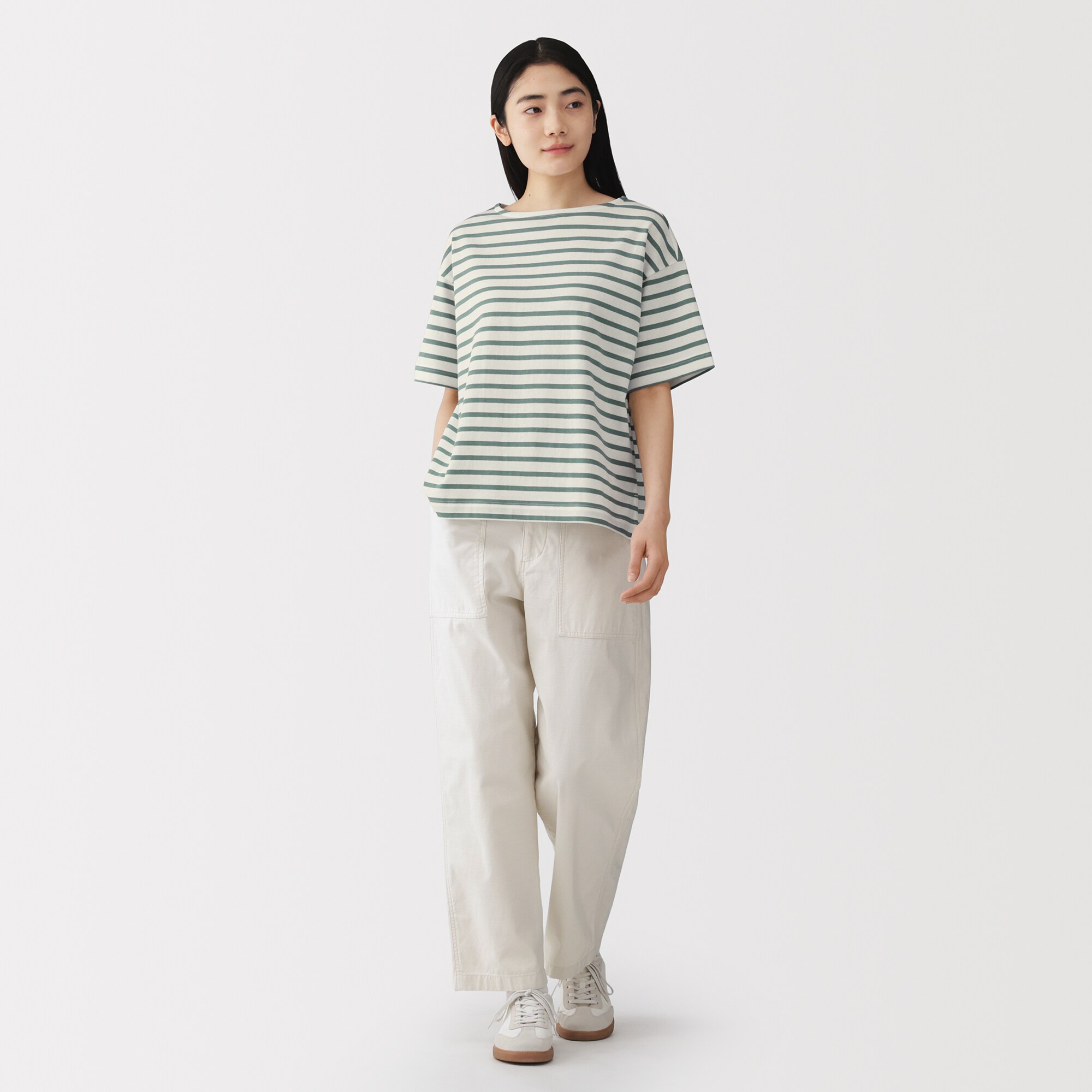 婦人　引き揃え天竺編みボートネック半袖Ｔシャツ