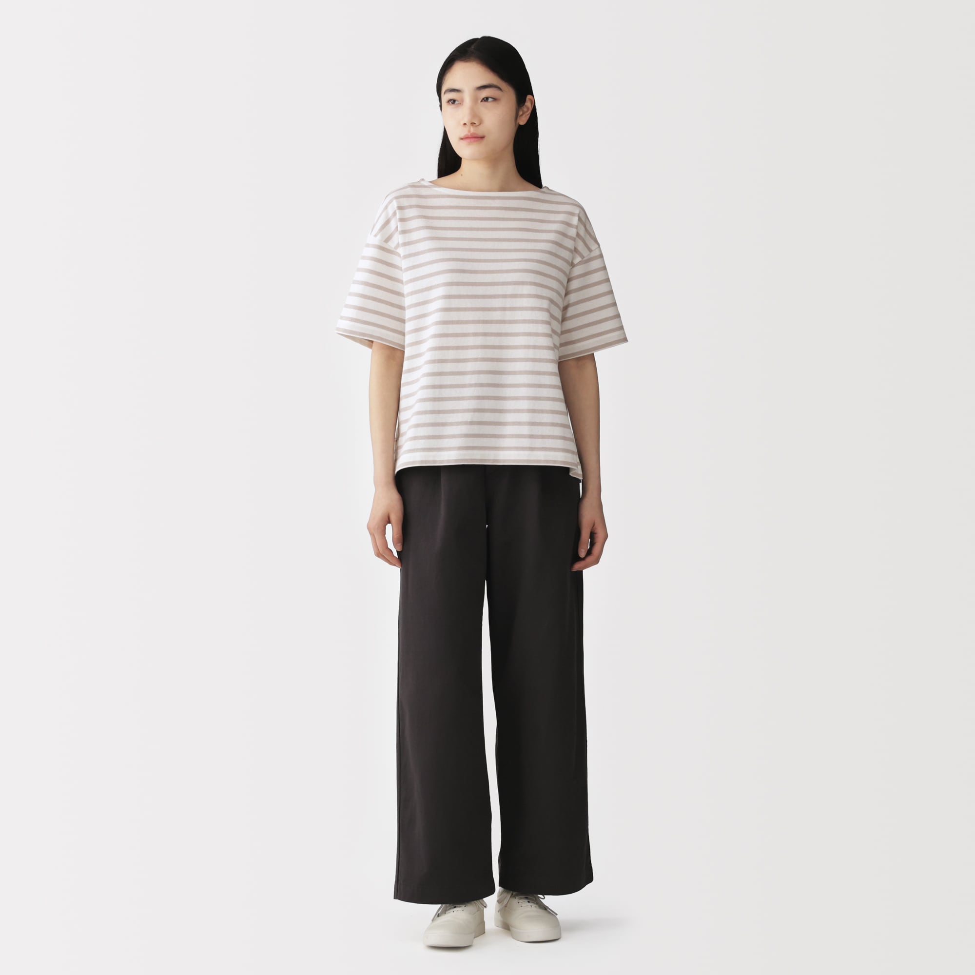 婦人 引き揃え天竺編みボートネック半袖Tシャツ | 無印良品