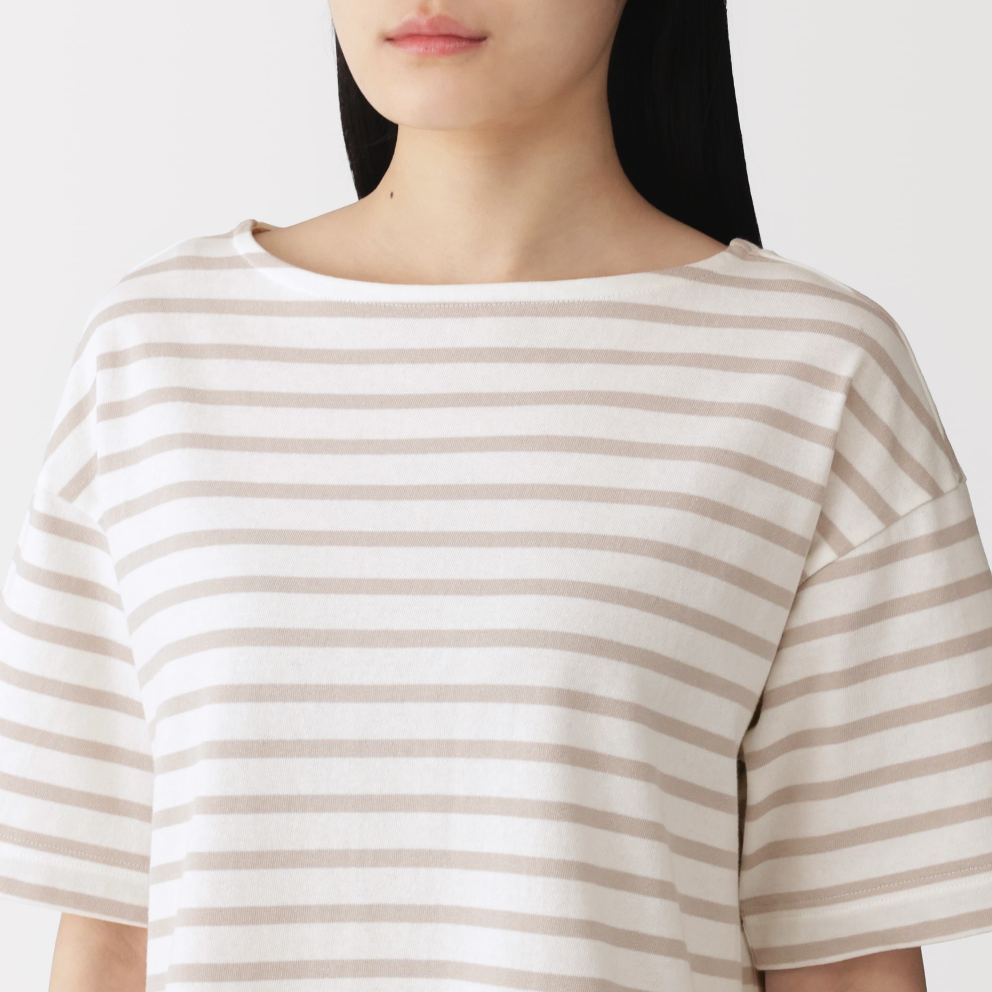 無印良品   婦人　引き揃え天竺編みボートネック半袖Ｔシャツ ＸＬ・他 婦人 引き揃え天竺編みボートネック半袖Tシャツ | 無印良品