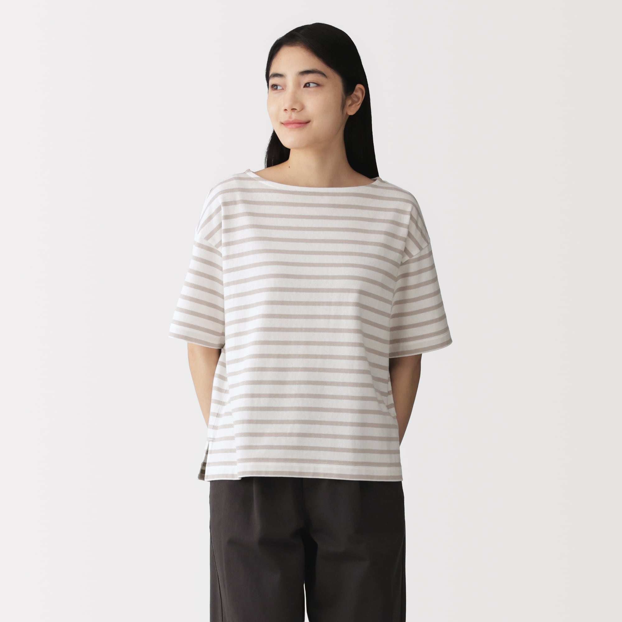 無印良品   婦人　引き揃え天竺編みボートネック半袖Ｔシャツ ＸＬ・他 婦人 引き揃え天竺編みボートネック半袖Tシャツ | 無印良品