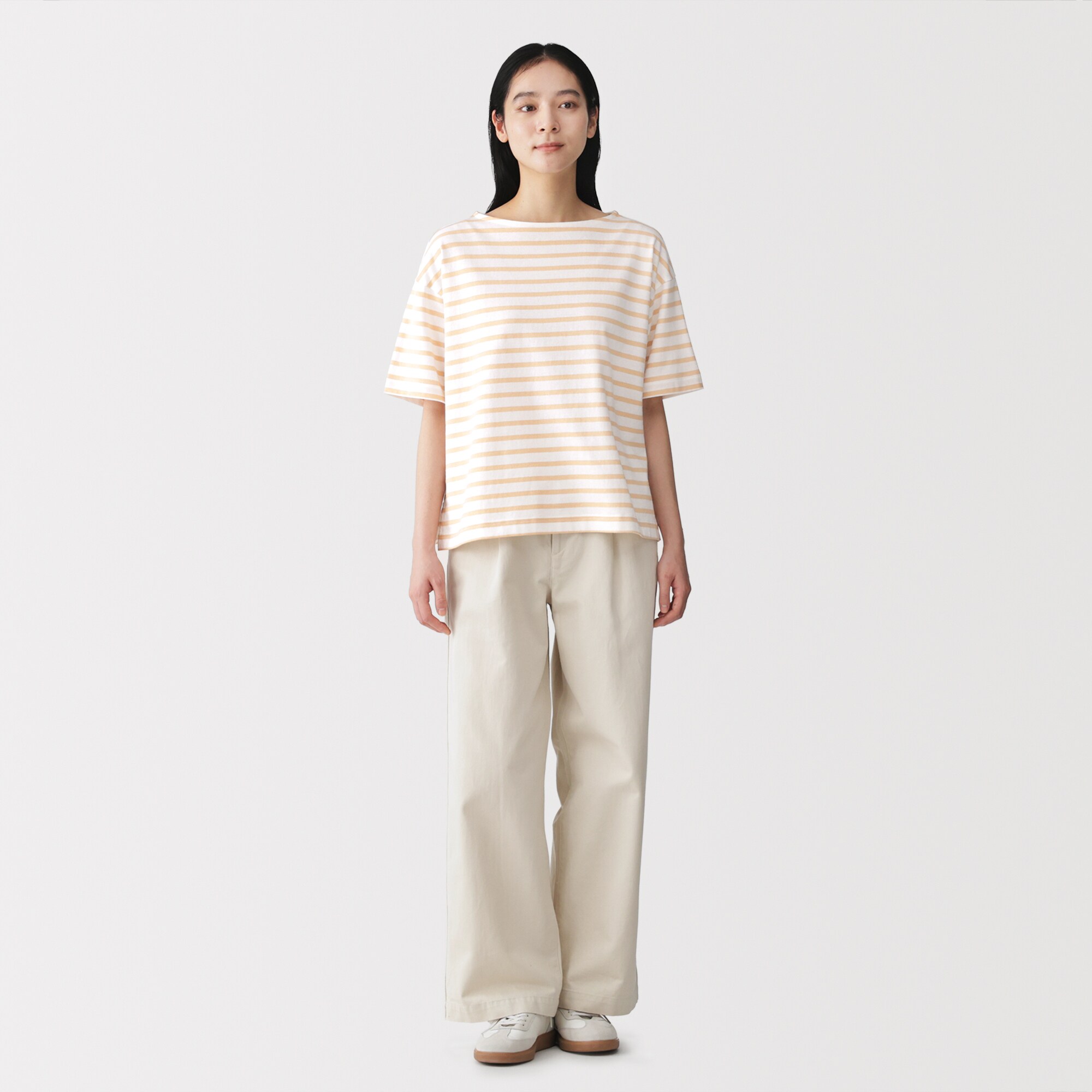 無印良品   婦人　引き揃え天竺編みボートネック半袖Ｔシャツ ＸＬ・他 婦人 引き揃え天竺編みボートネック半袖Tシャツ | 無印良品