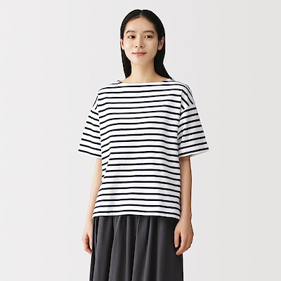 婦人　引き揃え天竺編みボートネック半袖Ｔシャツ