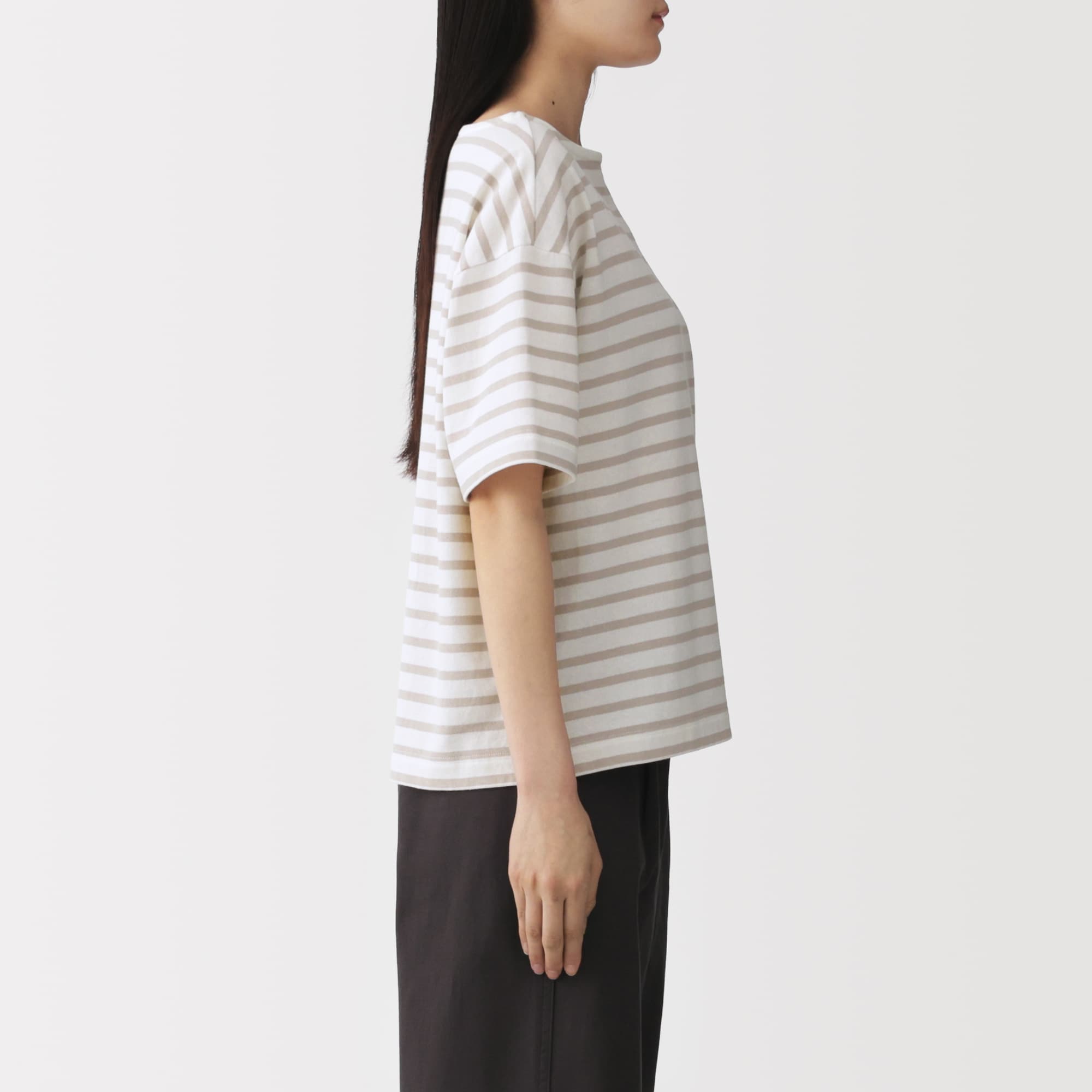 婦人　引き揃え天竺編みボートネック半袖Ｔシャツ