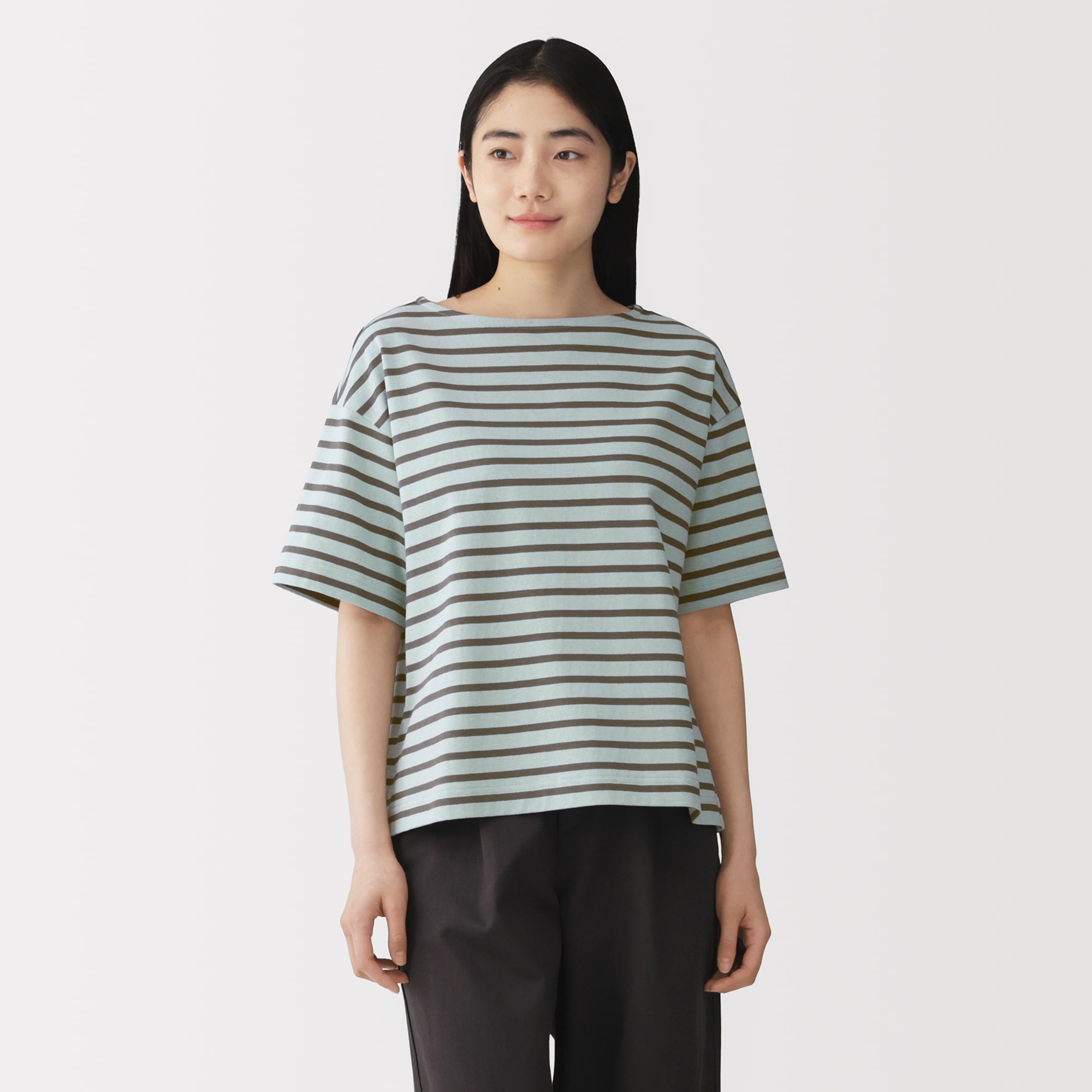 婦人　引き揃え天竺編みボートネック半袖Ｔシャツ