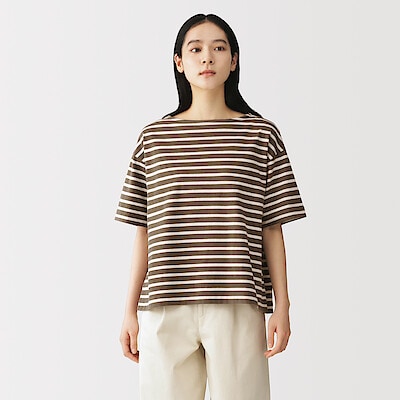 婦人　引き揃え天竺編みボートネック半袖Ｔシャツ