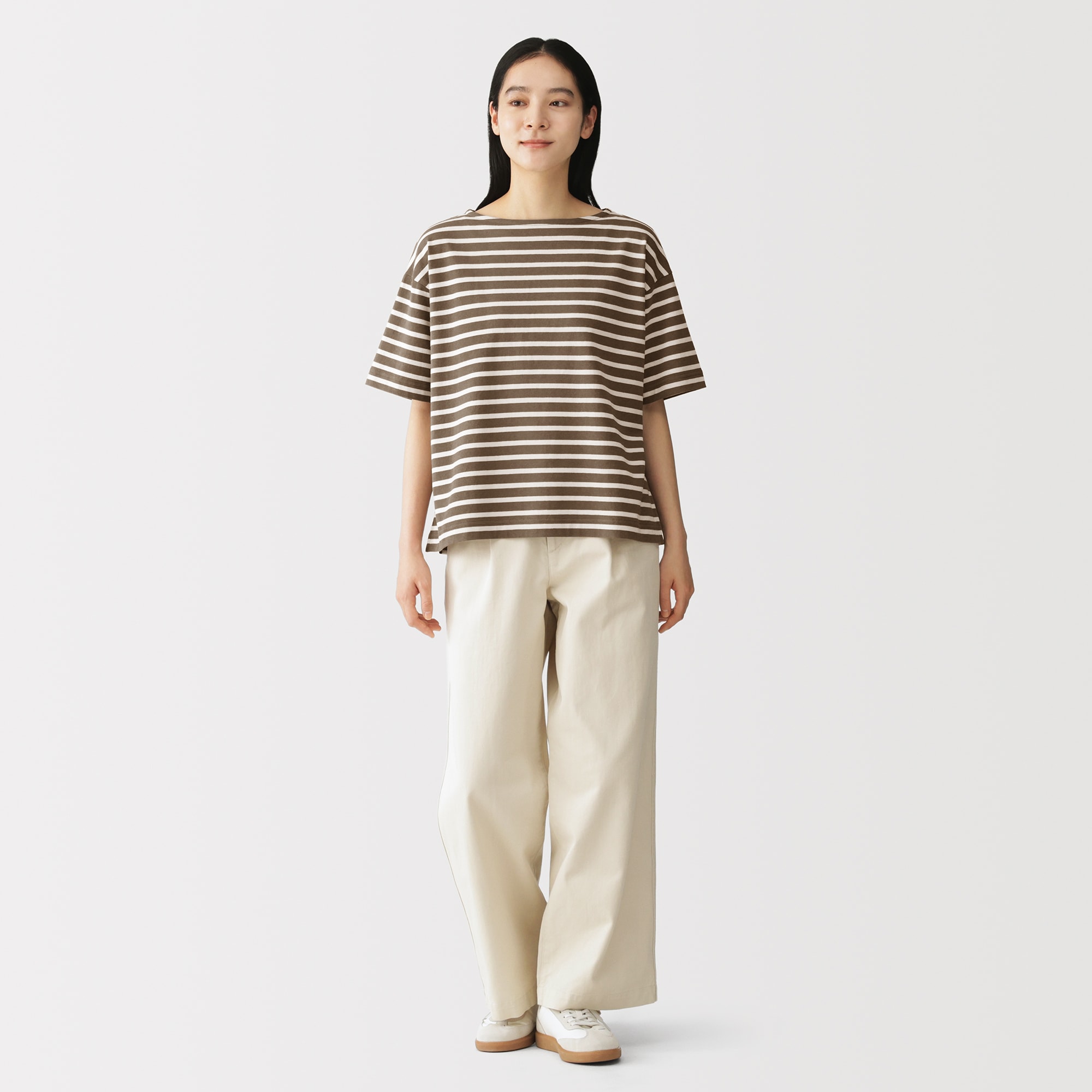 婦人　引き揃え天竺編みボートネック半袖Ｔシャツ