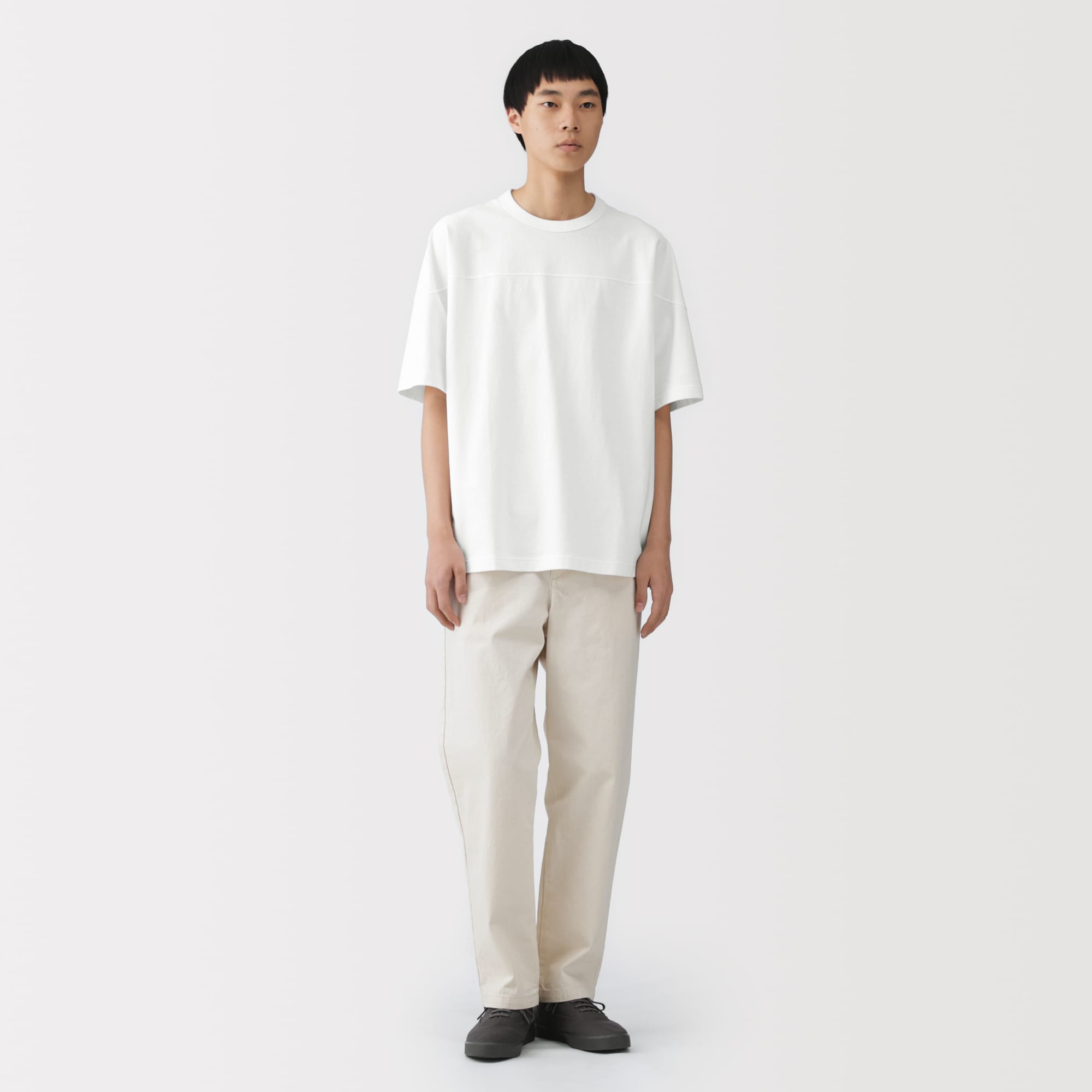 紳士 洗いざらし太番手フットボール五分袖Tシャツ | 無印良品