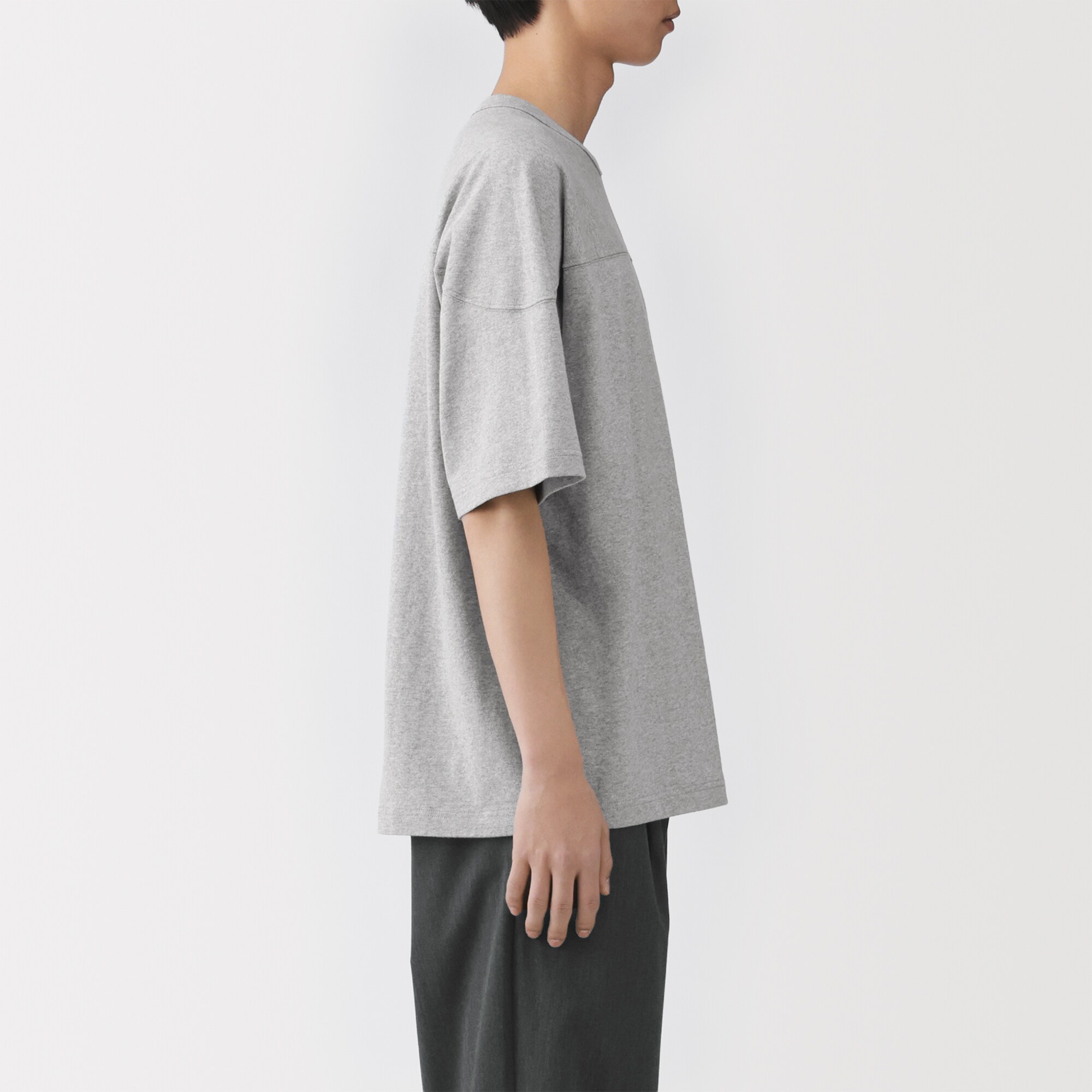 紳士 洗いざらし太番手フットボール五分袖Tシャツ | 無印良品