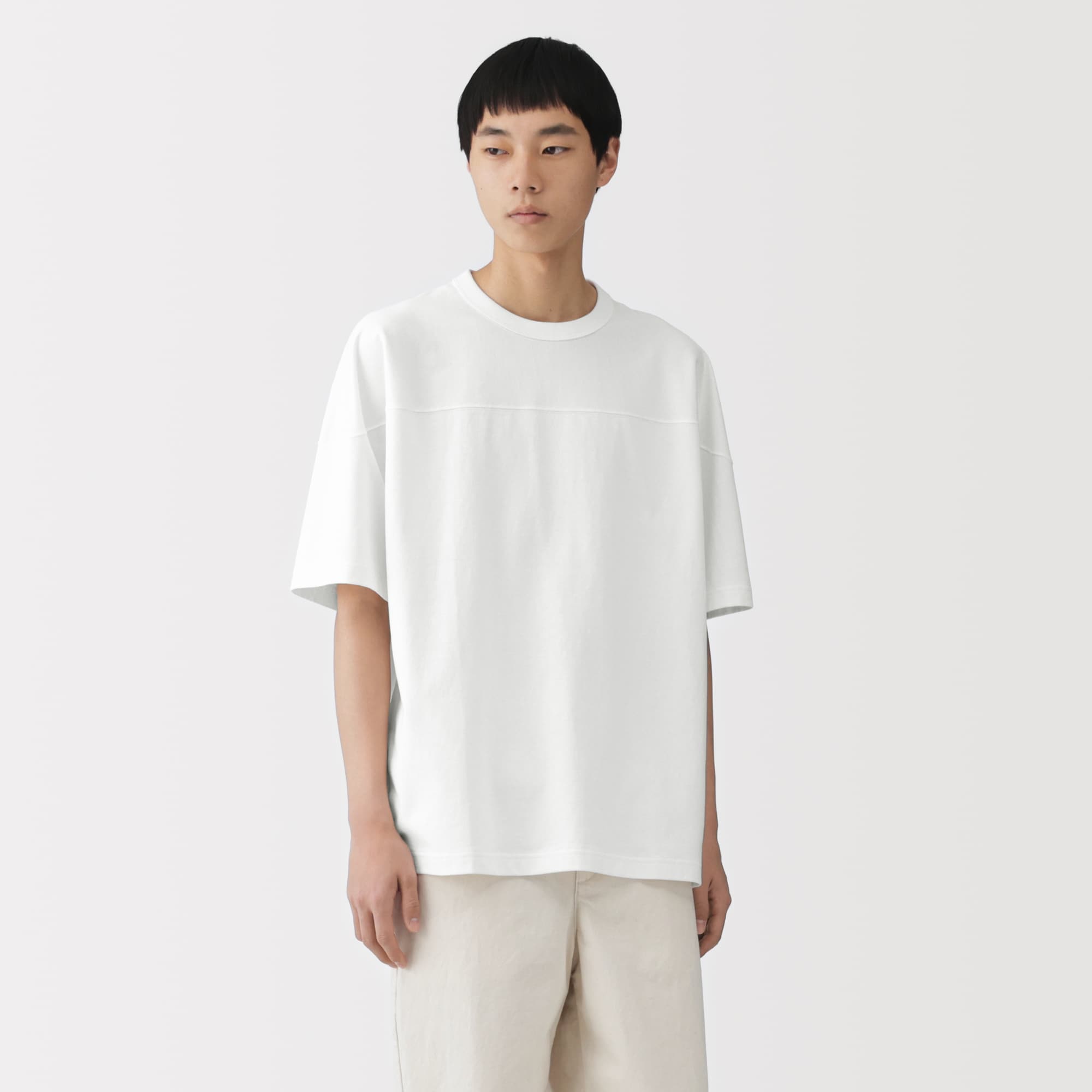 紳士 洗いざらし太番手フットボール五分袖Tシャツ | 無印良品