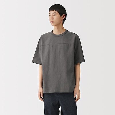 紳士　洗いざらし太番手フットボール五分袖Ｔシャツ