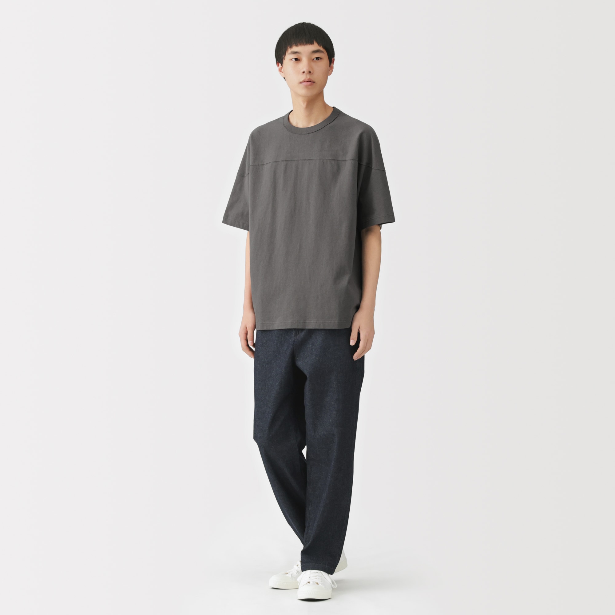 紳士　洗いざらし太番手フットボール五分袖Ｔシャツ