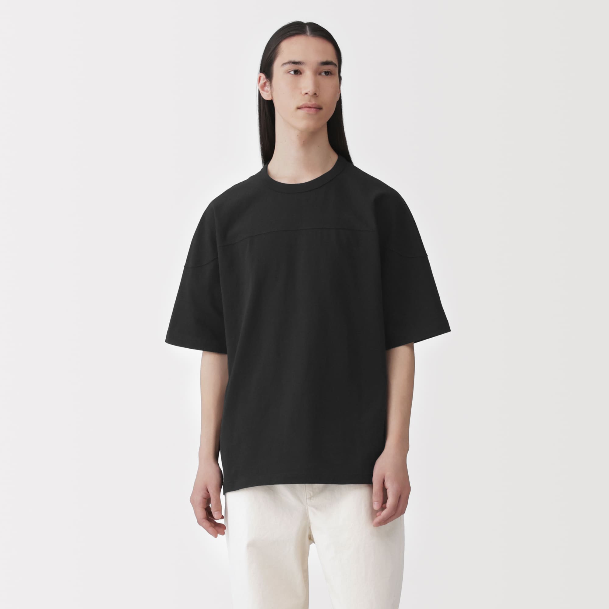 紳士 洗いざらし太番手フットボール五分袖Tシャツ | 無印良品