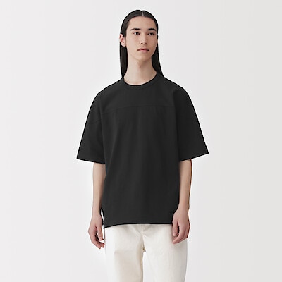 紳士　洗いざらし太番手フットボール五分袖Ｔシャツ