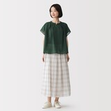 婦人　強撚　シアーフレンチスリーブブラウス