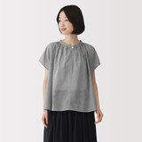 婦人　強撚　シアーフレンチスリーブブラウス