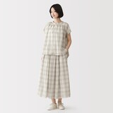 婦人　強撚　シアーフレンチスリーブブラウス