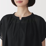 婦人　強撚　シアーフレンチスリーブブラウス