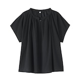 婦人　強撚　シアーフレンチスリーブブラウス