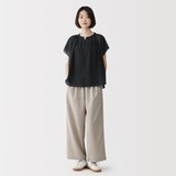 婦人　強撚　シアーフレンチスリーブブラウス