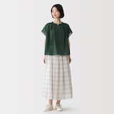 婦人　強撚　シアーフレンチスリーブブラウス