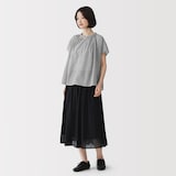 婦人　強撚　シアーフレンチスリーブブラウス