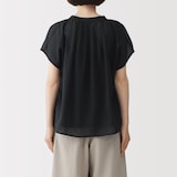 婦人　強撚　シアーフレンチスリーブブラウス