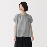 婦人　強撚　シアーフレンチスリーブブラウス