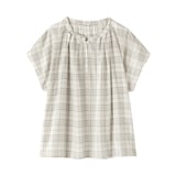 婦人　強撚　シアーフレンチスリーブブラウス