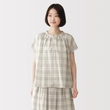 婦人　強撚　シアーフレンチスリーブブラウス