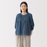 婦人　強撚　シアー半袖ブラウス