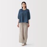 婦人　強撚　シアー半袖ブラウス