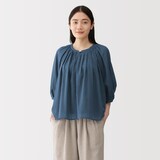 婦人　強撚　シアー半袖ブラウス
