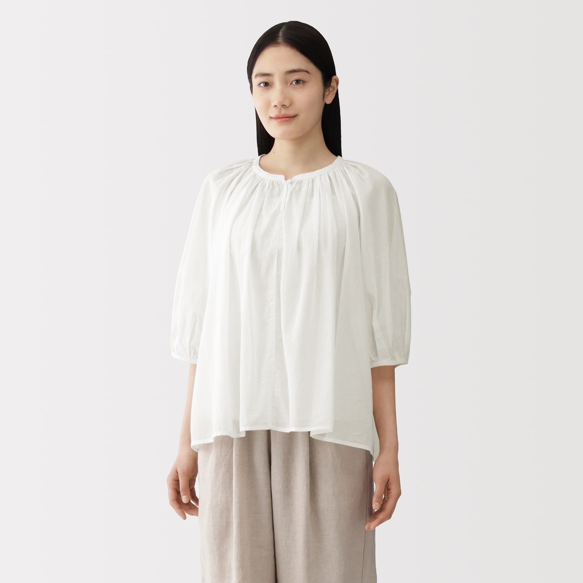 婦人 強撚 シアー半袖ブラウス | 無印良品