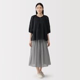 婦人　強撚　シアー半袖ブラウス