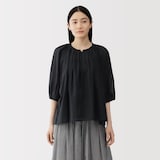 婦人　強撚　シアー半袖ブラウス