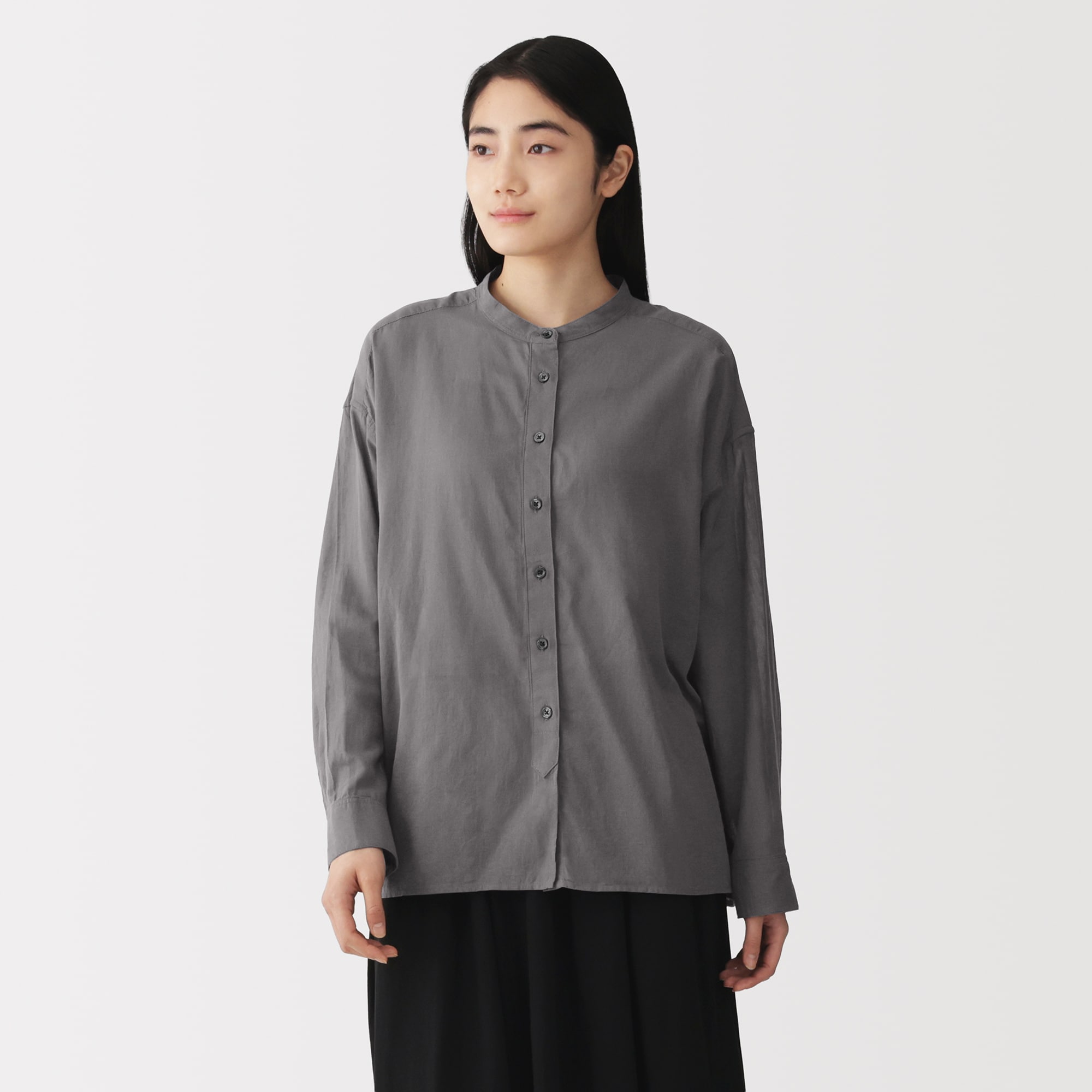 婦人　強撚　シアー長袖シャツ