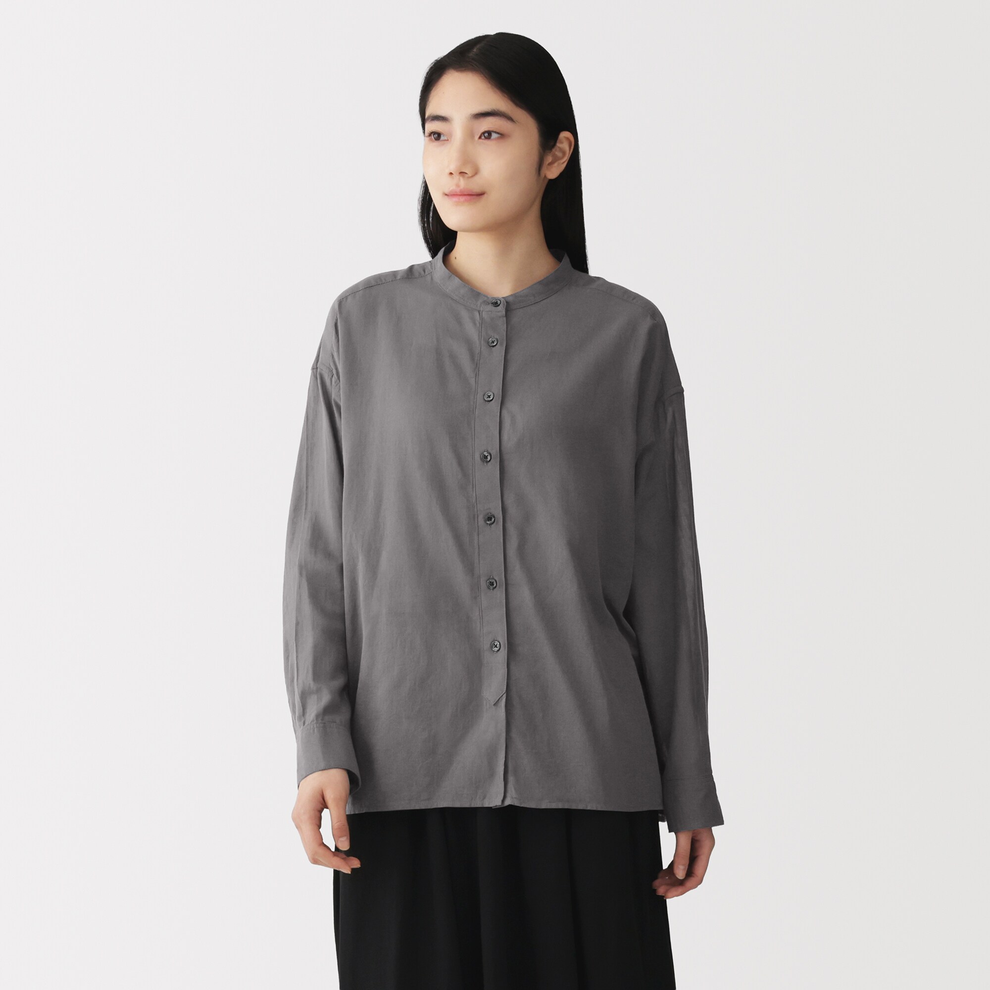 婦人　強撚　シアー長袖シャツ