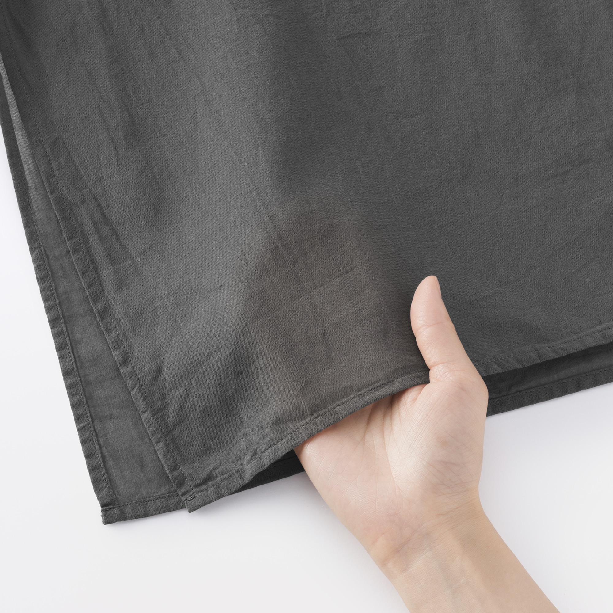 婦人　強撚　シアー長袖シャツワンピース