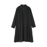 婦人　強撚　シアー長袖シャツワンピース